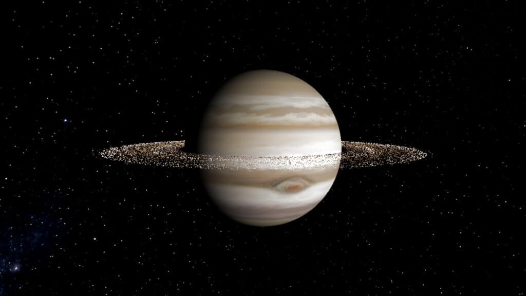 Jupiter has rings? Yep, but its massive moons prevent them from lighting up the sky