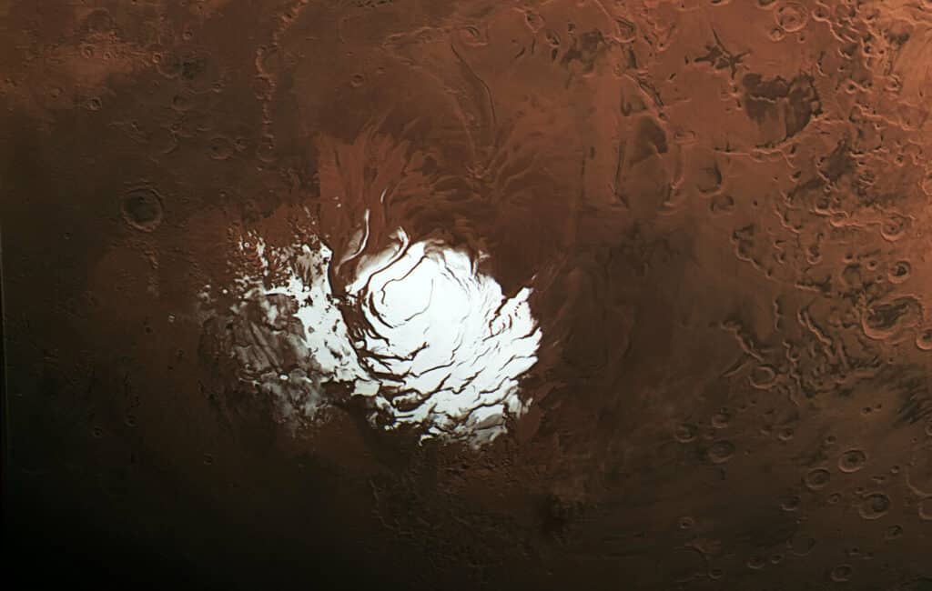 A view of Mars’ south pole.