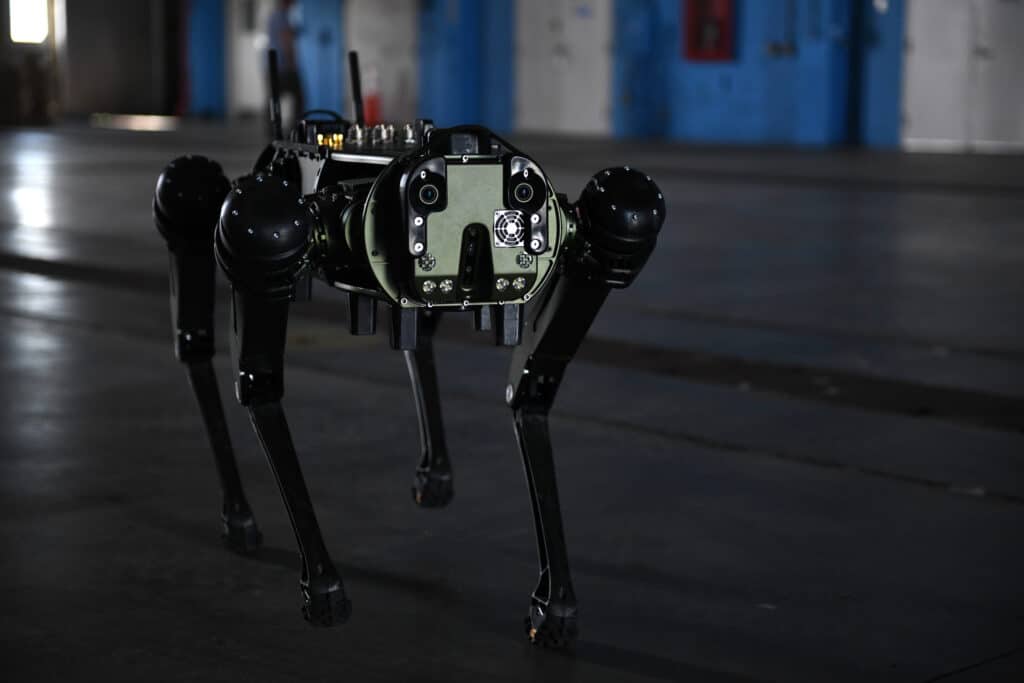 A Ghost Robotics, Vision 60 Quadruped Unmanned Ground Vehicle 