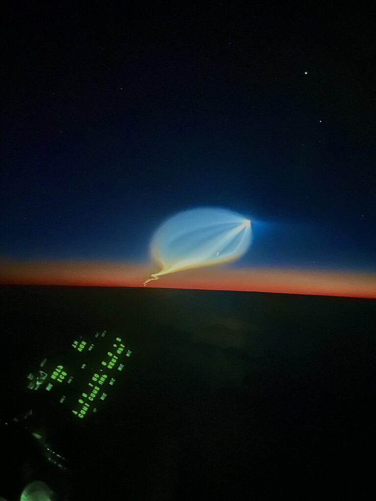 SpaceX rocket launch at 37,000 feet.