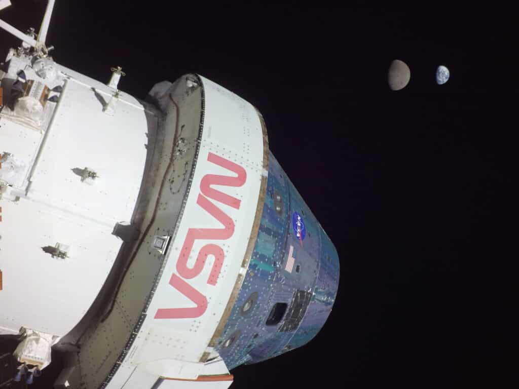 Artemis I mission photo showing Moon and Earth together.