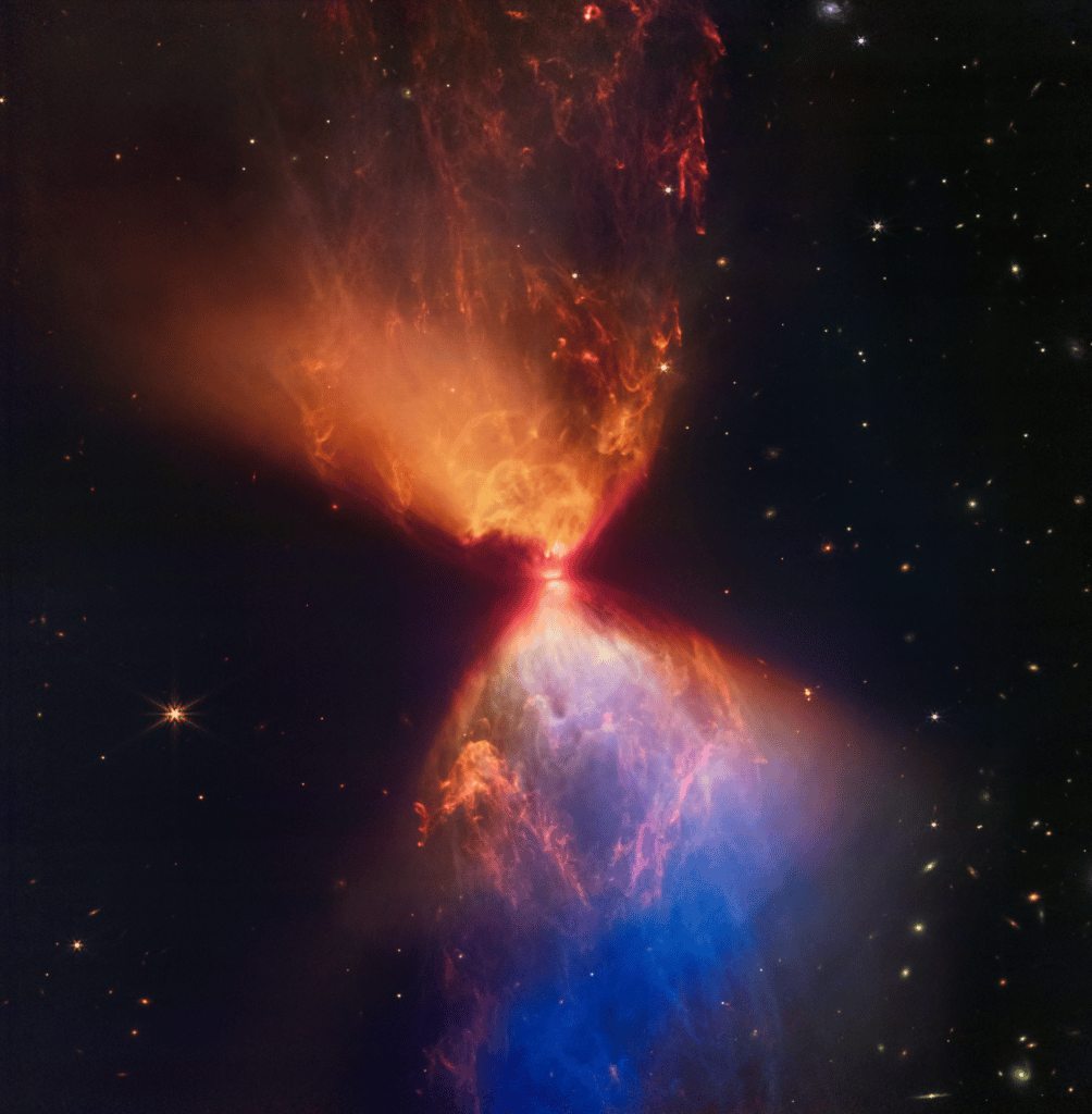 The protostar within the dark cloud L1527, shown in this image from NASA’s James Webb Space Telescope Near-Infrared Camera