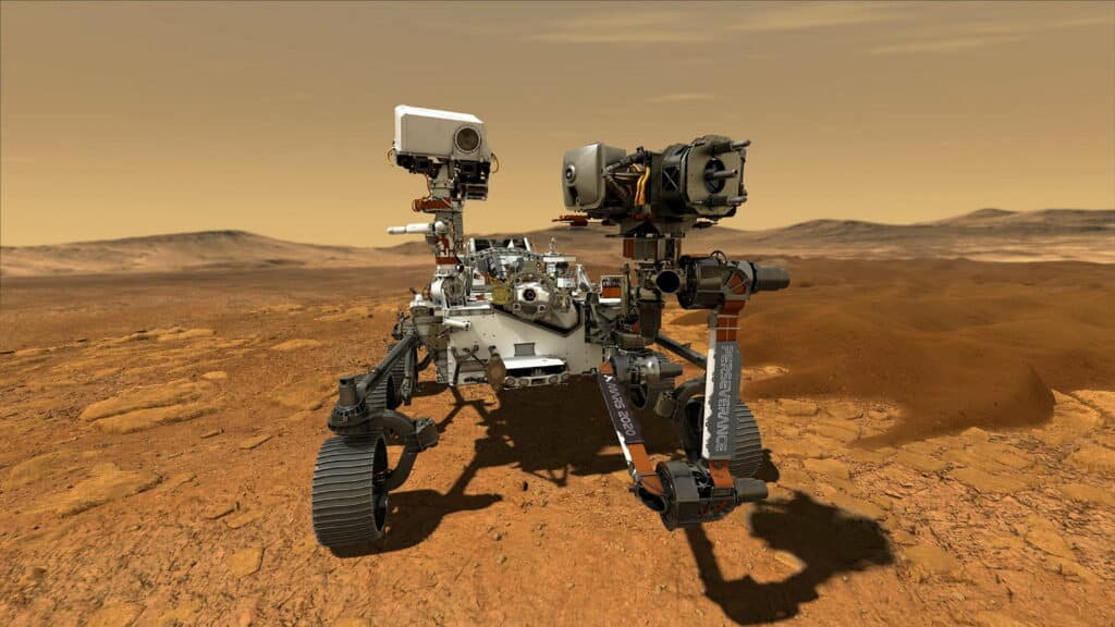 Illustration of of Perseverance Mars rover.