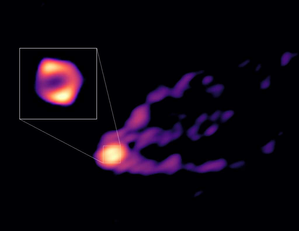 Millimeter-VLBI image of the jet and the black hole in Messier 87, obtained with the GMVA array plus ALMA and the Greenland Telescope
