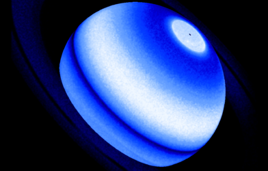 This composite image shows the Saturn Lyman-alpha bulge