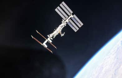 The International Space Station photographed by Expedition 56 crew members from a Soyuz spacecraft after undocking.