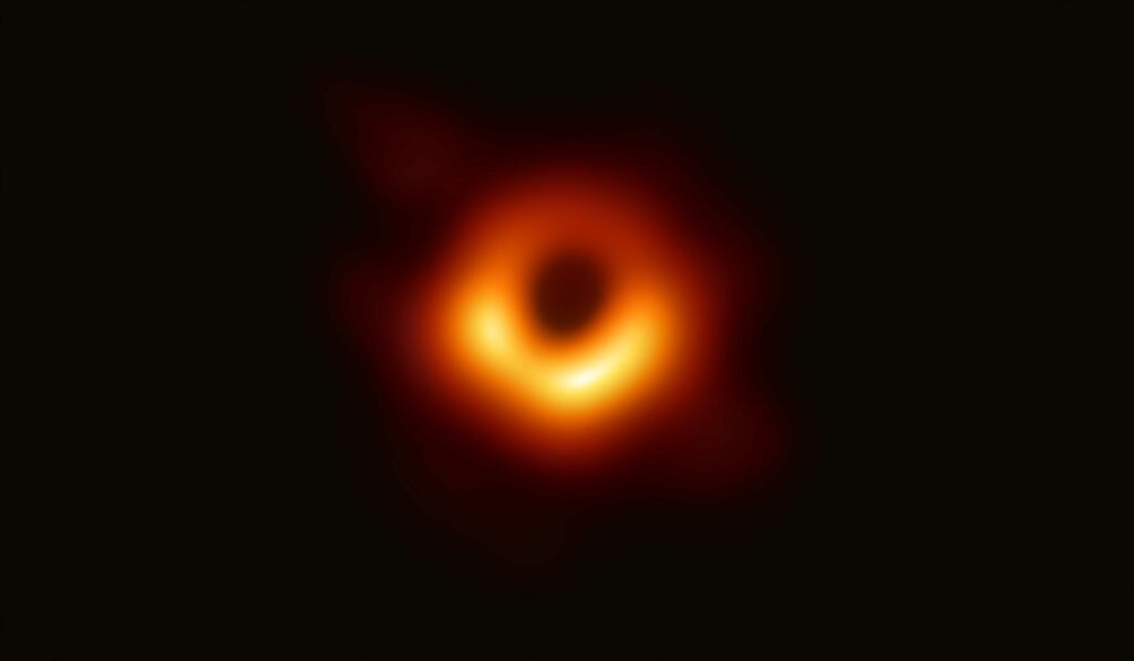 Using the Event Horizon Telescope, scientists in April 2019 obtained an image of the black hole at the centre of galaxy M87, outlined by emission from hot gas swirling around it under the influence of strong gravity near its event horizon.