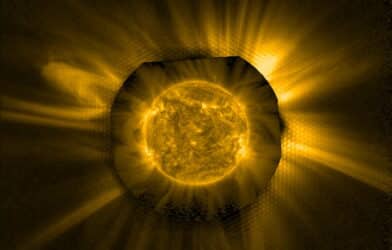 An ultraviolet image of the Suns corona taken using the EUI occulter.