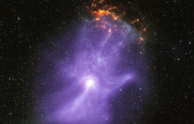 New composite image showing pulsar wind nebula (referred to as MSH 15-52) resembling a human hand.