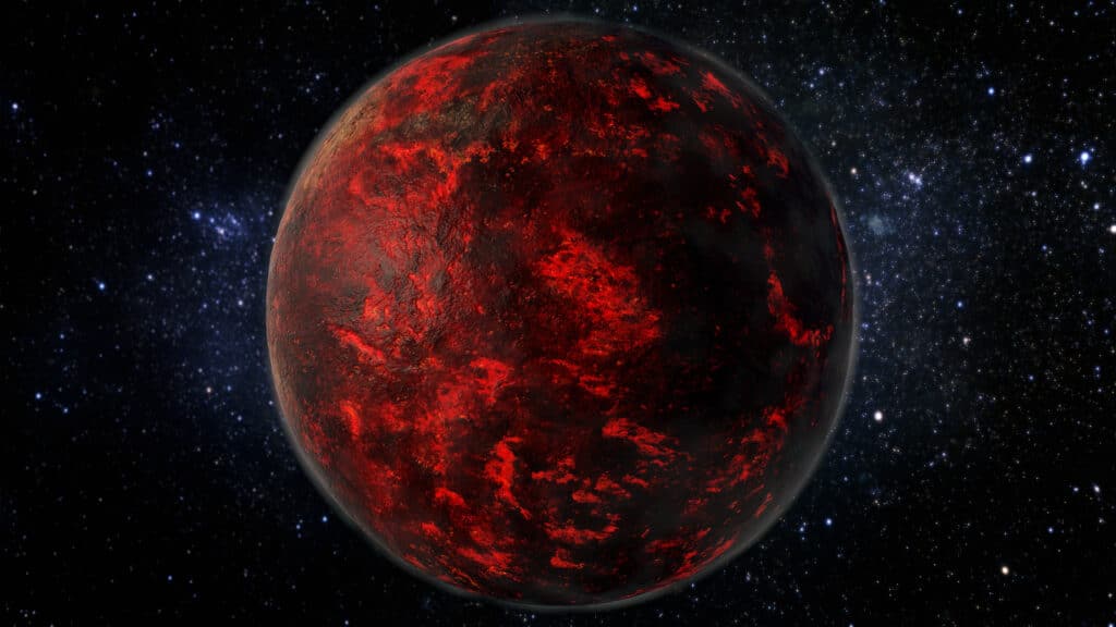 55 Cancri e, seen here in an artist's rendering, is an exoplanet about 41 light-years away