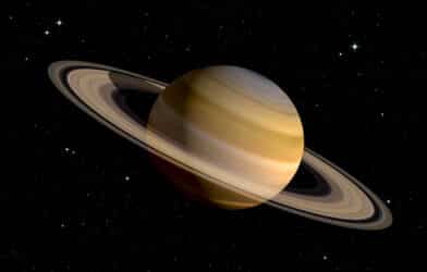 Realistic 3d rendering of Saturn with its rings. Some elements furnished by NASA.