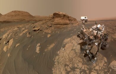 NASA’s Curiosity Mars rover used two different cameras to create this selfie in front of Mont Mercou, a rock outcrop that stands 20 feet tall.