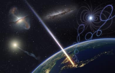 Artist’s illustration of ultra-high-energy cosmic ray astronomy