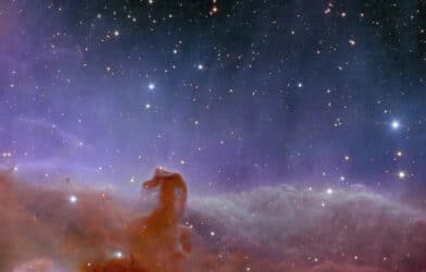 The Horsehead Nebula, also known as Barnard 33, is part of the Orion constellation