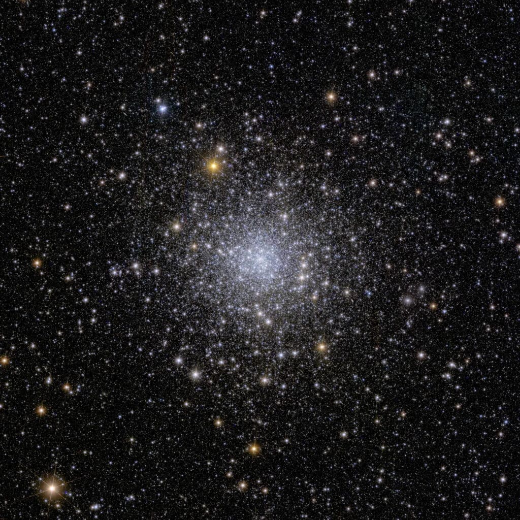 This sparkly image shows Euclid’s view of a globular cluster – a collection of gravitationally bound stars that don’t quite form a galaxy – called NGC 6397