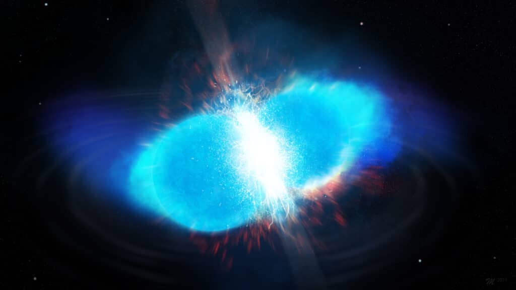 The merger of two neutron stars is among the leading candidate sites for synthesizing the heavier elements on the periodic table through the rapid-neutron-capture process.