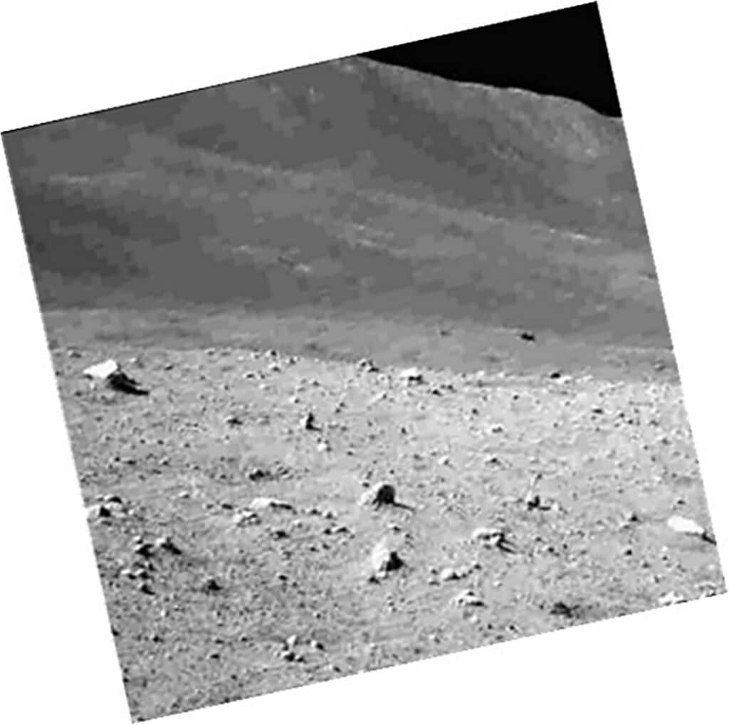 Image of the lunar surface captured by the SLIM onboard navigation camera after landing.