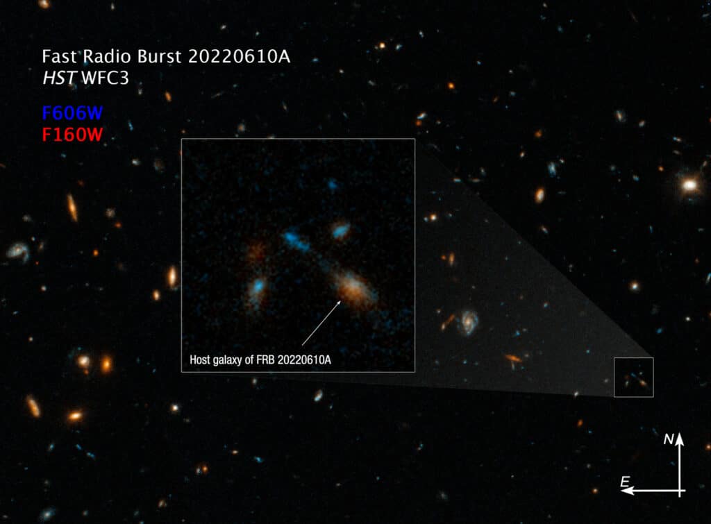 A Hubble Space Telescope image of the host galaxy of an exceptionally powerful fast radio burst, FRB 20220610A