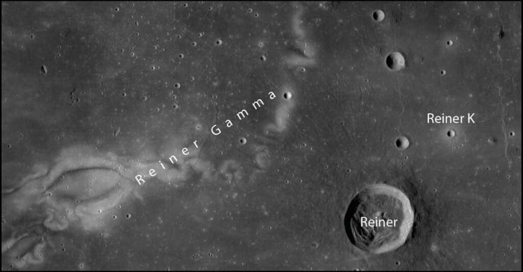 The meter-high rocks discovered in the work are located near the Reiner K crater in the "Reiner Gamma" region, which has a magnetic anomaly
