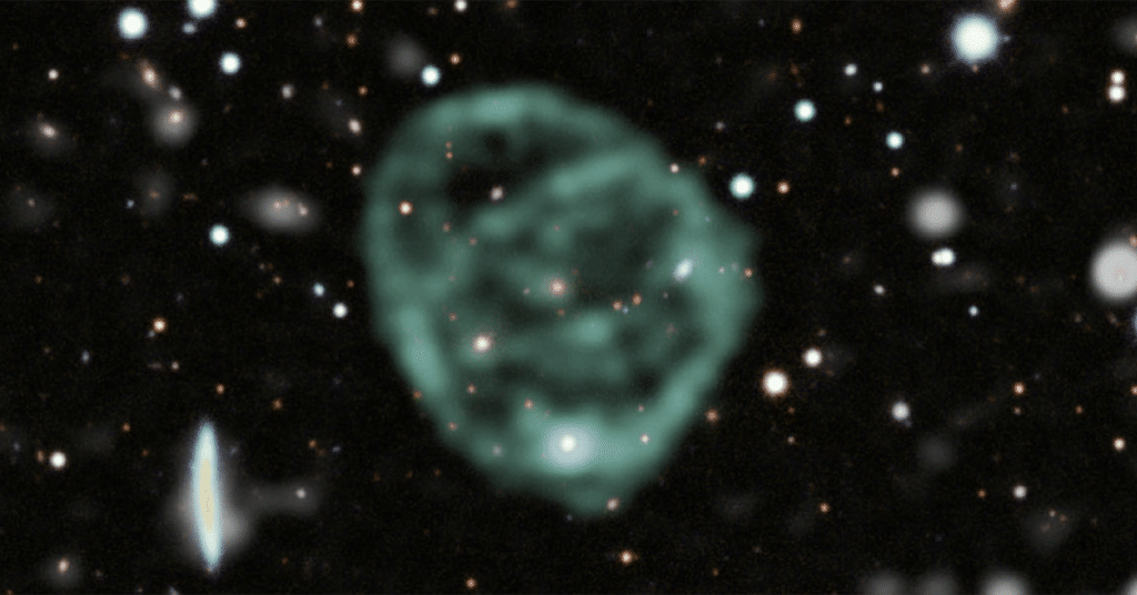 Odd radio circles, like ORC 1 pictured above, are large enough to contain galaxies in their centers and reach hundreds of thousands of light years across