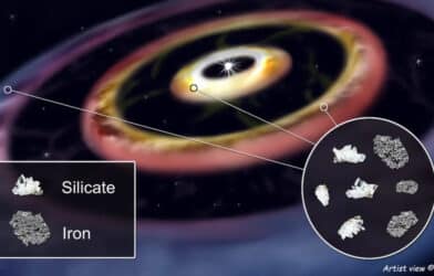An artist’s concept of the three-ringed structure in the planet-forming disk around HD 144432