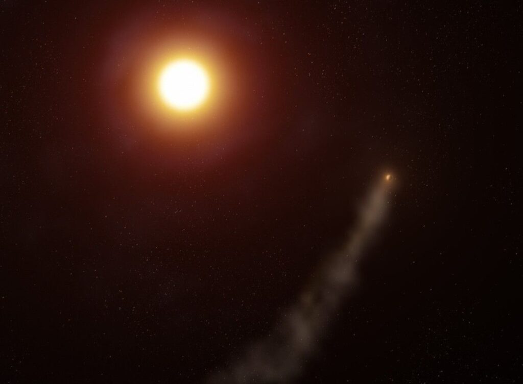 An artist's impression of exoplanet WASP-69b orbiting its host star