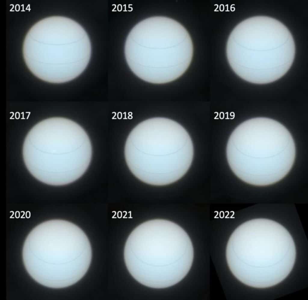 Uranus as seen by HST/WFC3 from 2015-2022
