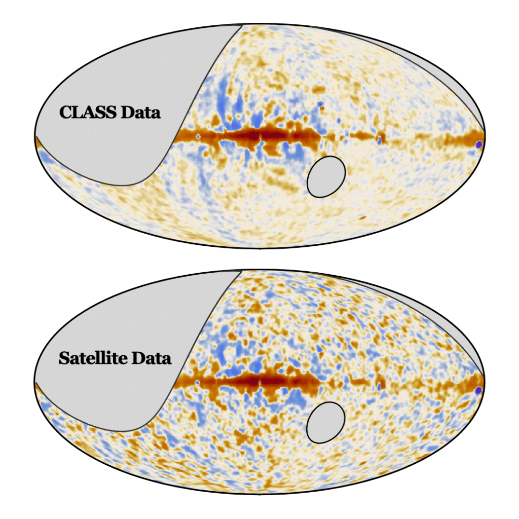 New CLASS polarization sky maps have less noise than the corresponding satellite maps