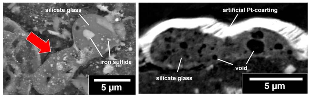 A melt splash discovered on a Ryugu sample surface