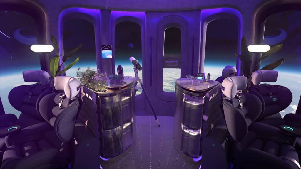 Artist's impression of the customizable ‘Space Lounge’ interior of the capsule. 