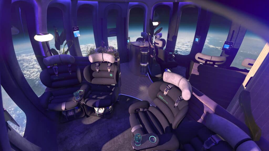 Artist's impression of the customizable ‘Space Lounge’ interior of the capsule.