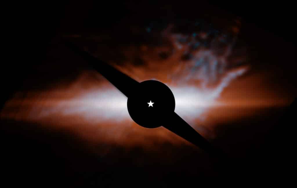 This image from Webb’s MIRI (Mid-Infrared Instrument) shows the star system Beta Pictoris