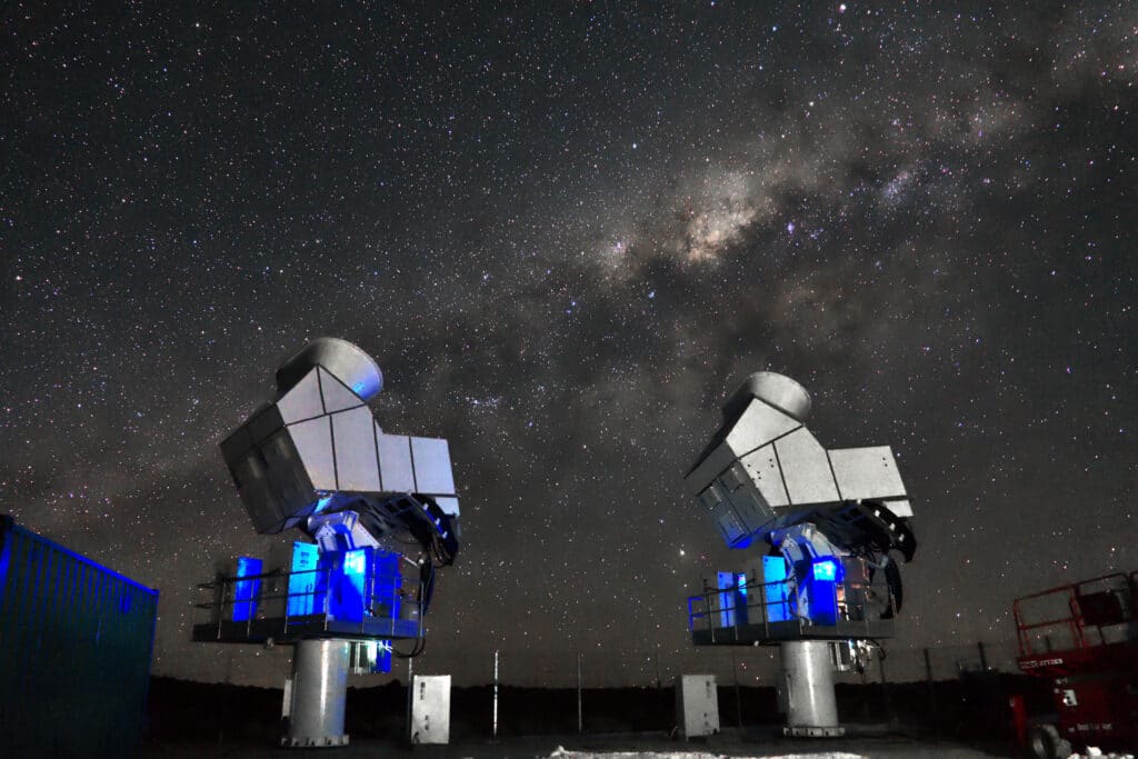 The CLASS telescopes at night