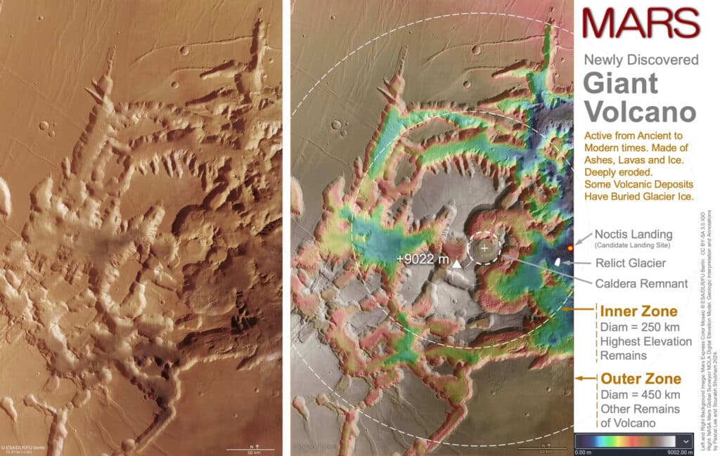 Detailed Mars data analysis revealed the Noctis volcano