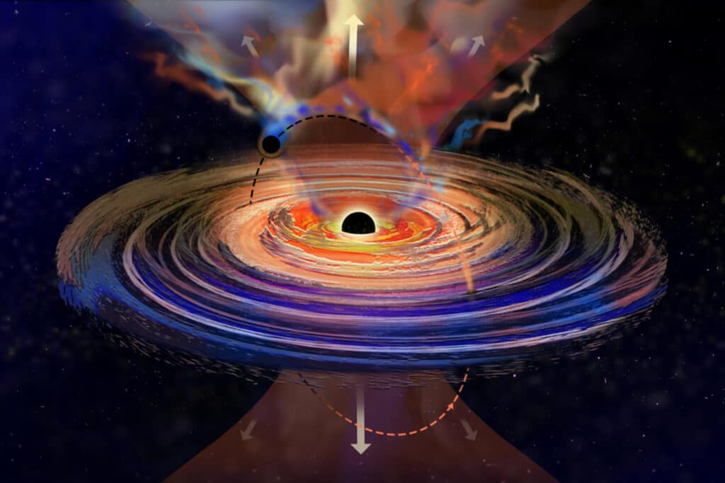 Scientists have found a large black hole that “hiccups,” giving off plumes of gas