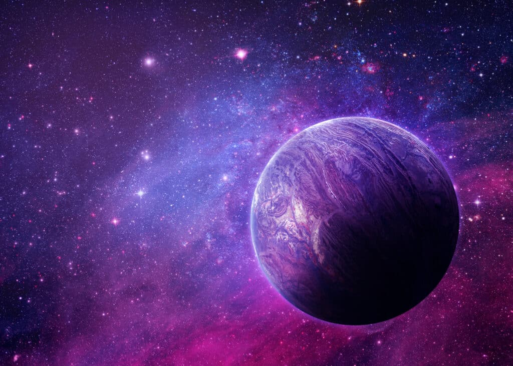 Artist's rendering of a purple planet.