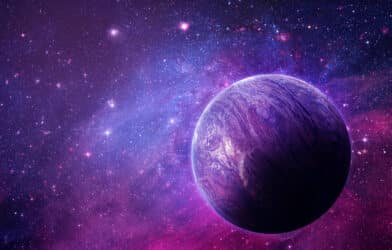 Artist's rendering of a purple planet.